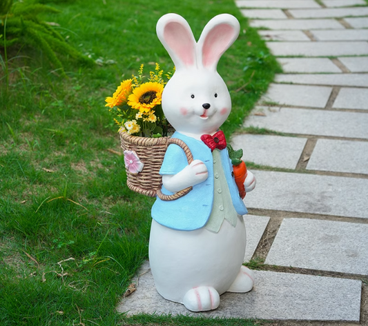 Cute Bunny father planter carrying sunflower
