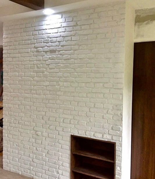 White brick panel in residential area