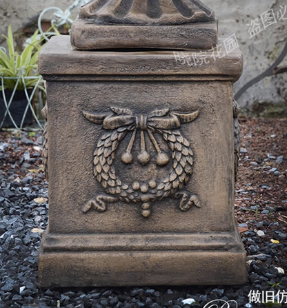Heritage Iron-Style Floral Urn & Plinth