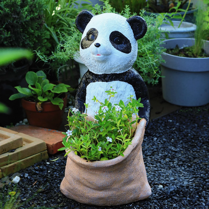 cute animal holding flower planter