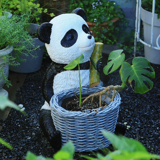 cute panda holding bamboo
